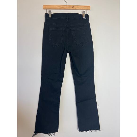 NEW Mother High Waisted Insider Crop Step Fray Stretch Denim Jeans Black Size 25 - Picture 5 of 8